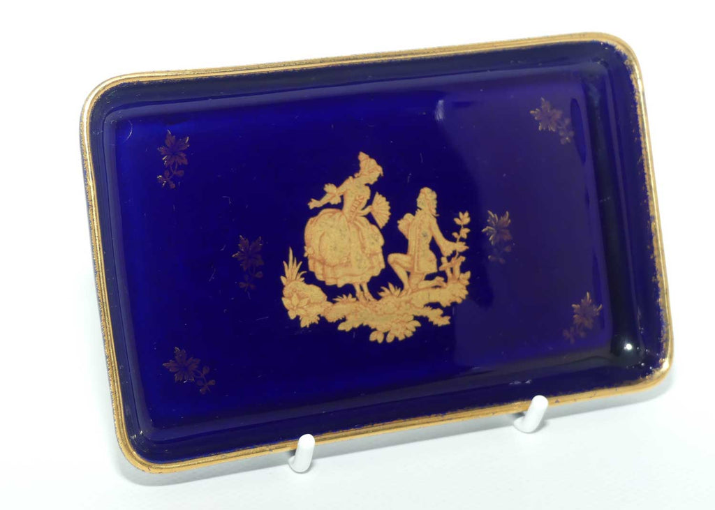 Goudeville Limoges Courting rectangular tray | Blue and Gilt