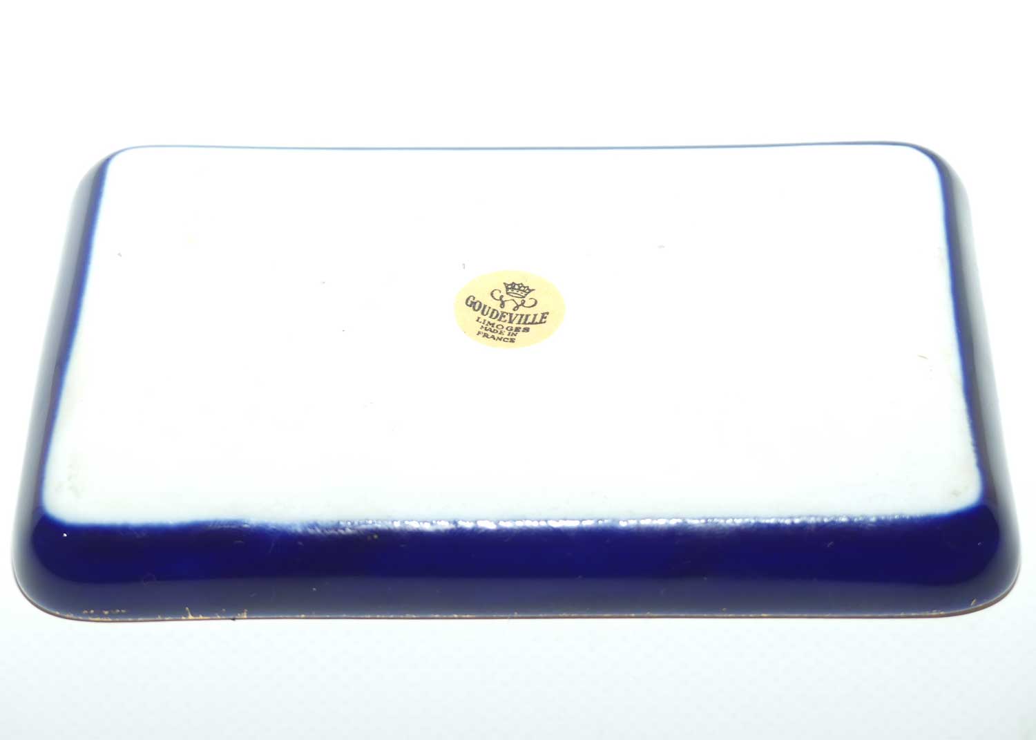Goudeville Limoges Courting rectangular tray | Blue and Gilt