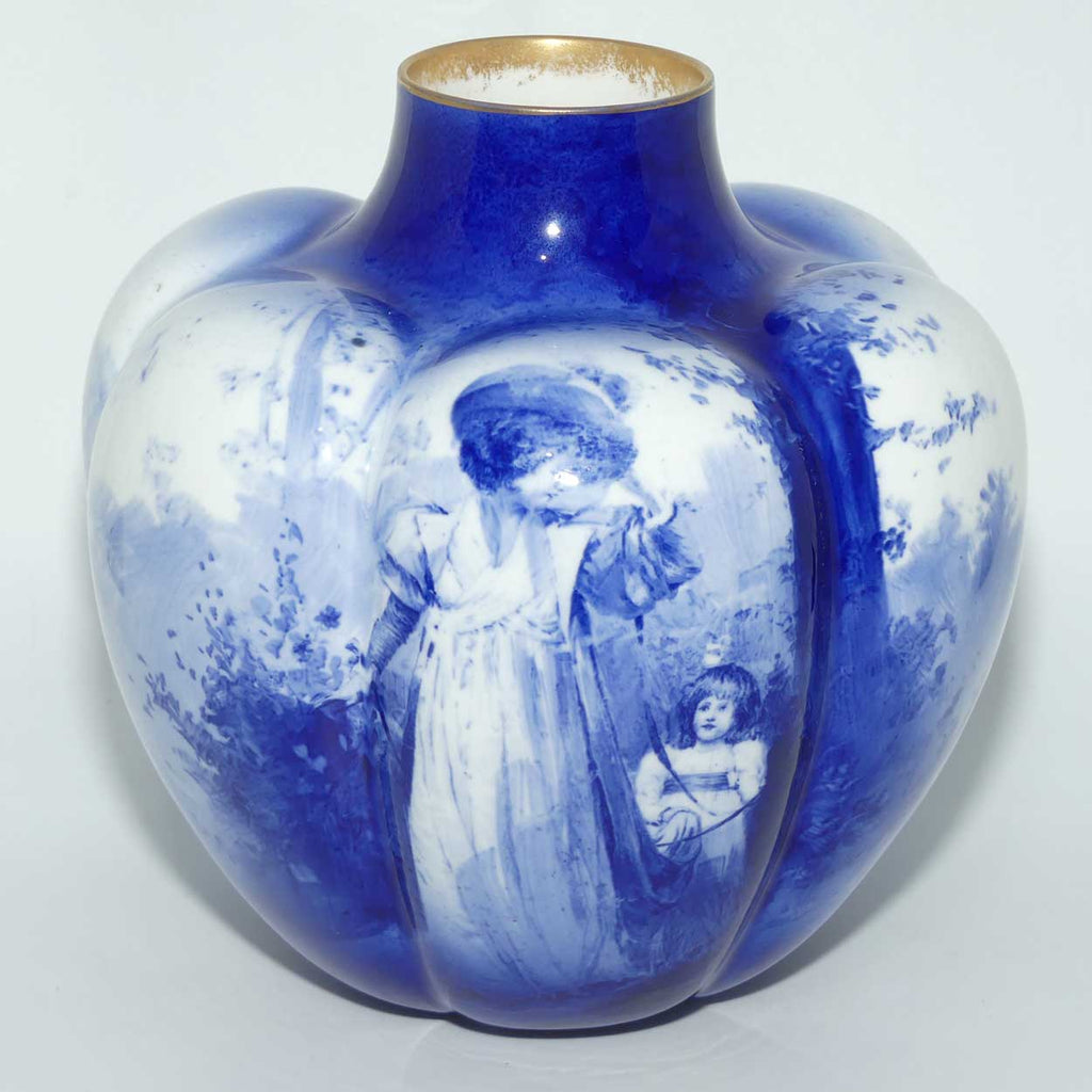 Royal Doulton Blue Childrens Pumpkin shape vase |Woman with Child|