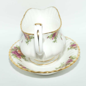 Royal Albert Bone China England Old Country Roses gravy boat and underplate | © 1962 Royal Albert Ltd backstamp