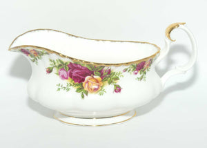 Royal Albert Bone China England Old Country Roses gravy boat and underplate | © 1962 Royal Albert Ltd backstamp