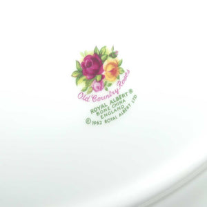 Royal Albert Bone China England Old Country Roses gravy boat and underplate | © 1962 Royal Albert Ltd backstamp