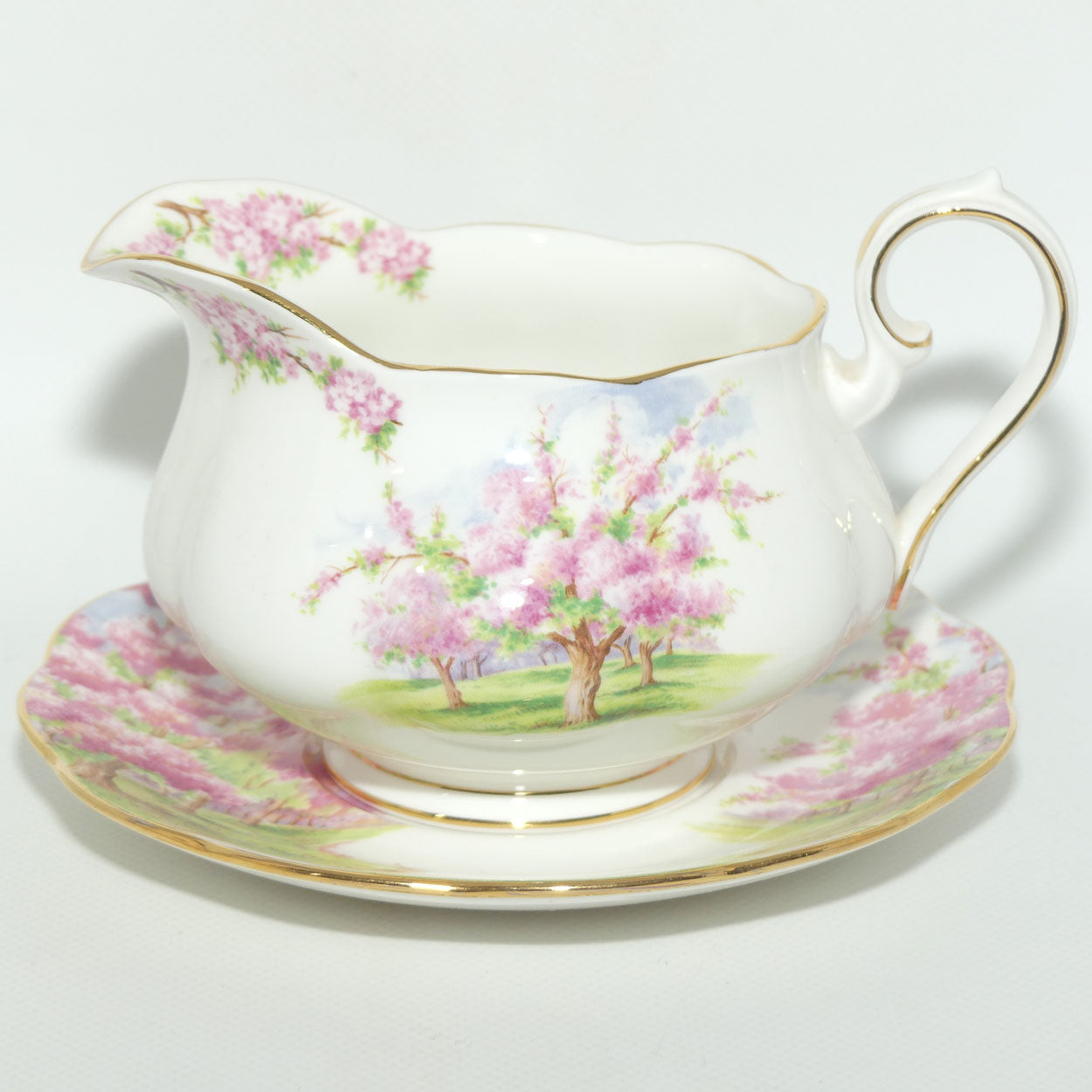 Royal Albert England Blossom Time gravy boat and underplate