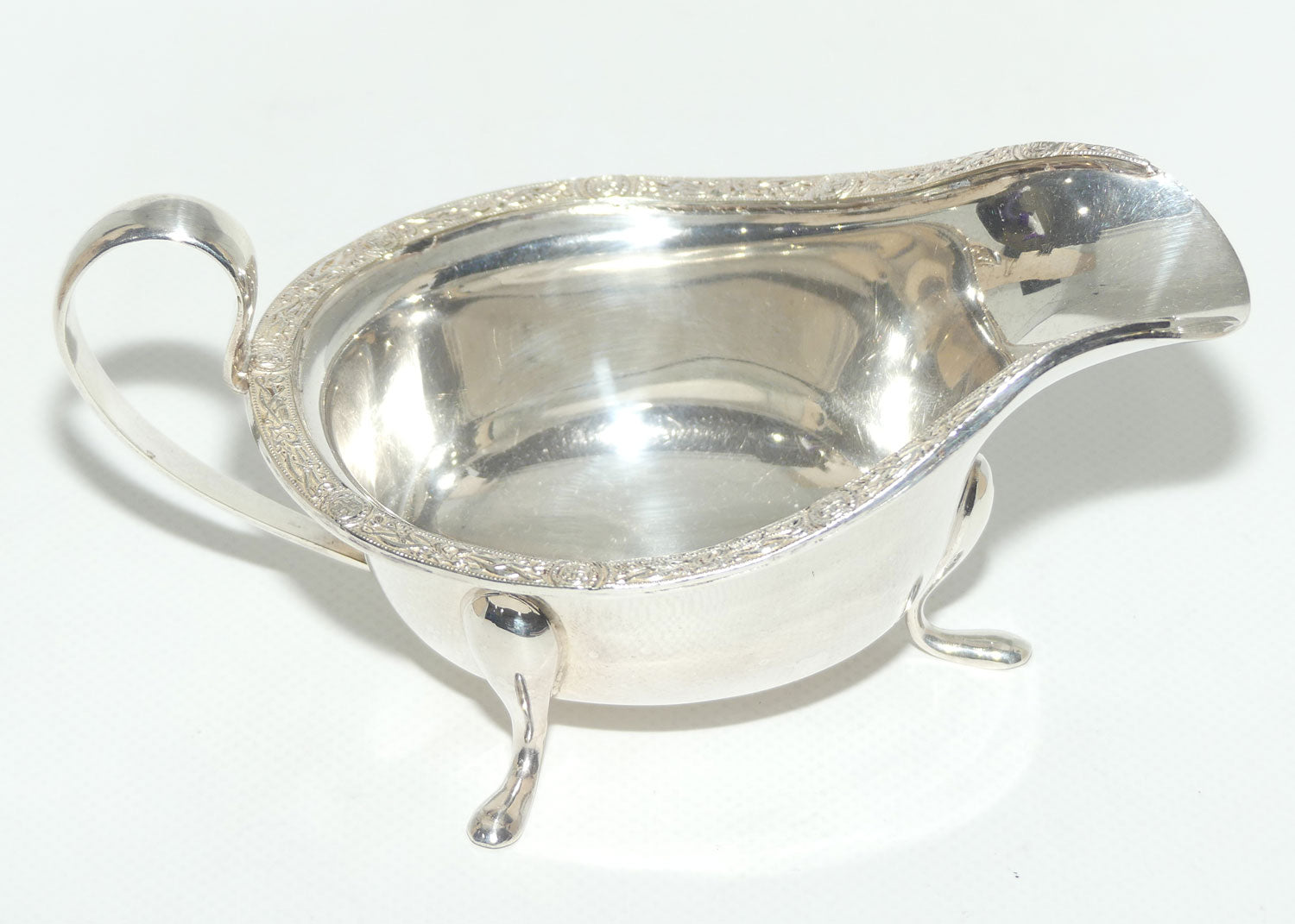 Viners Ltd Silver Plated tri footed fancy edge sauce boat