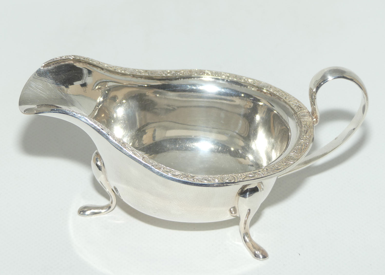Viners Ltd Silver Plated tri footed fancy edge sauce boat