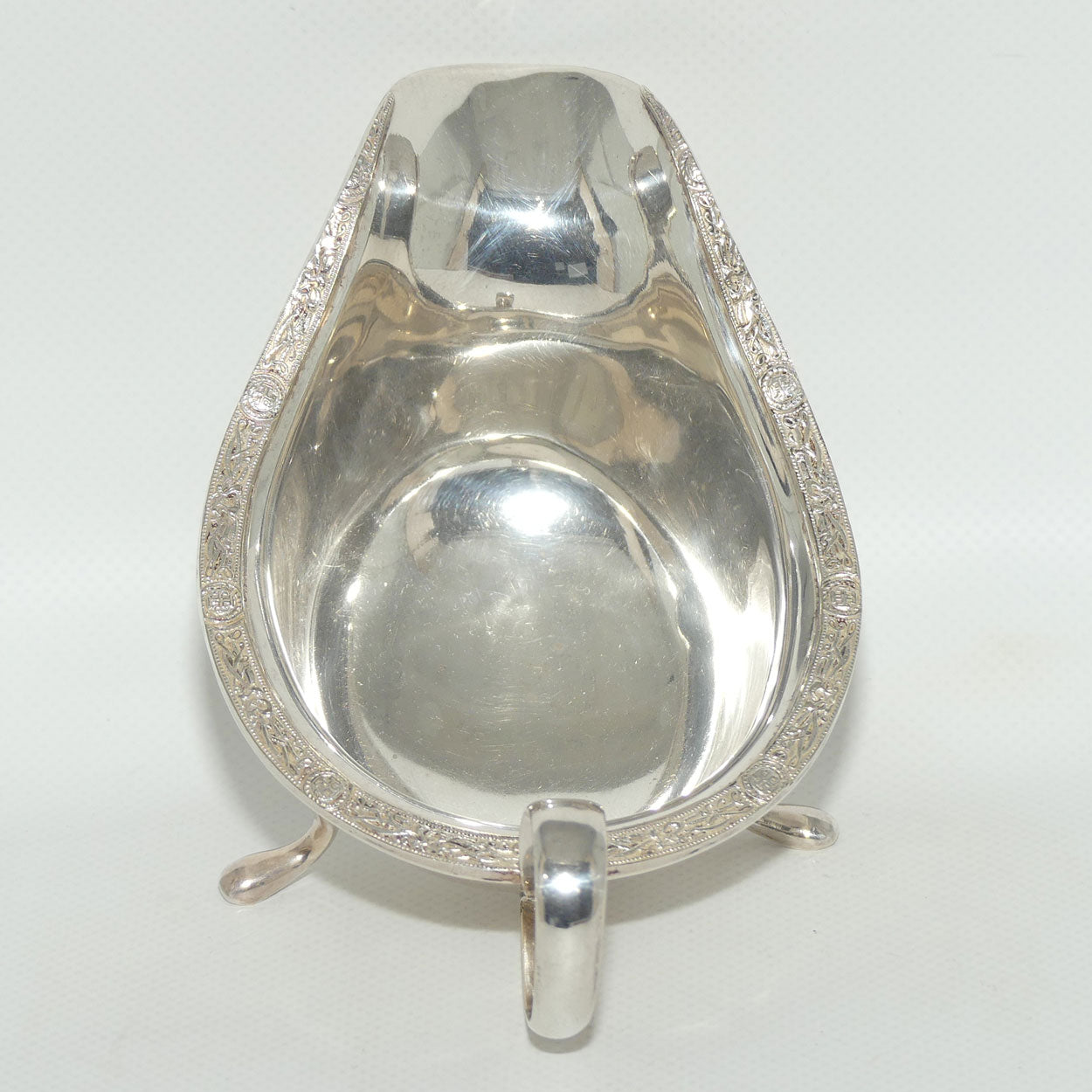 Viners Ltd Silver Plated tri footed fancy edge sauce boat