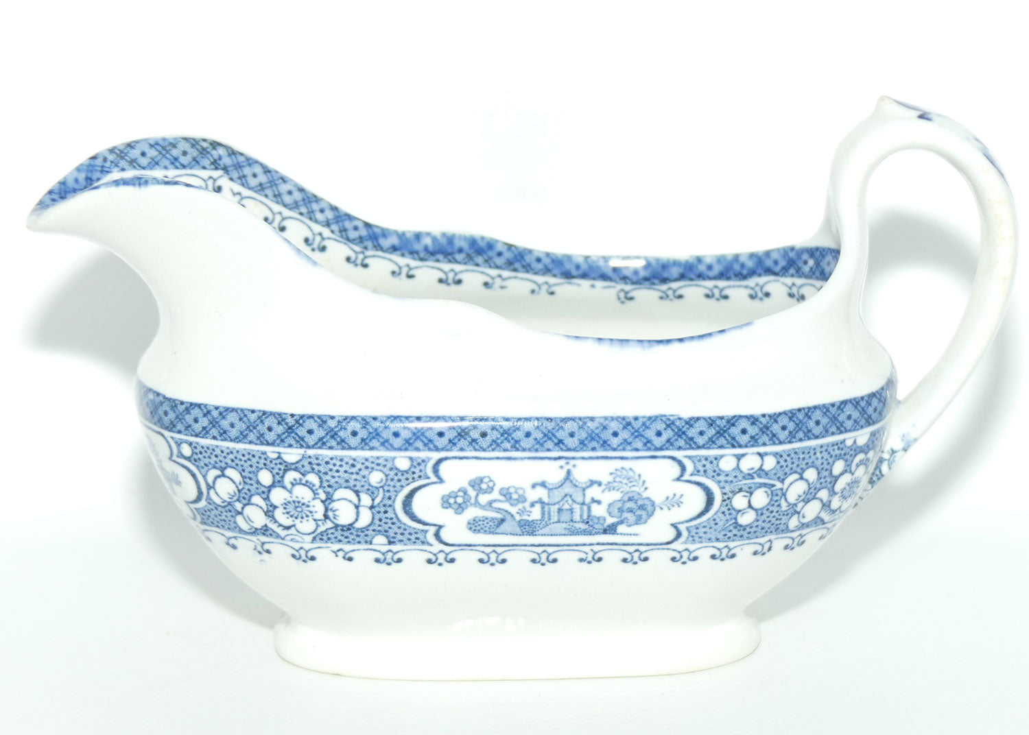 Maling Oriental pattern Blue and White gravy boat