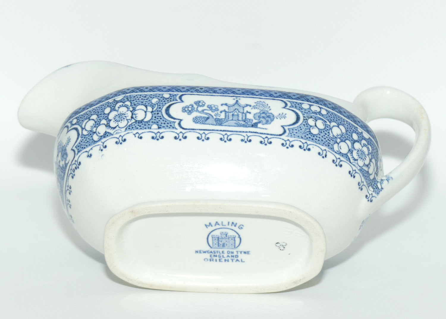 Maling Oriental pattern Blue and White gravy boat