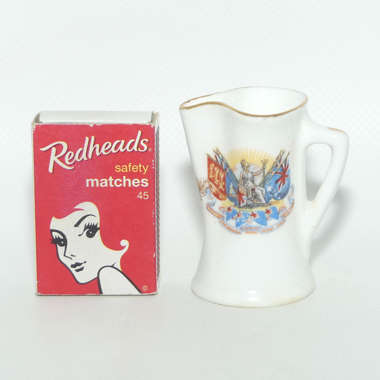 Royal Doulton British Empire | Australian Federation interest miniature jug | sold by Civil Service Stores Sydney