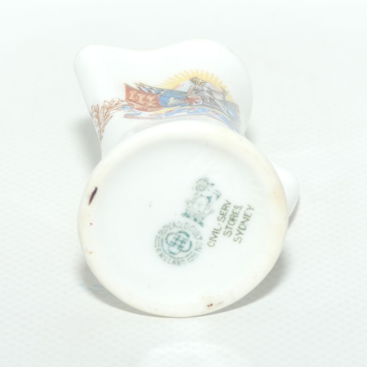 Royal Doulton British Empire | Australian Federation interest miniature jug | sold by Civil Service Stores Sydney