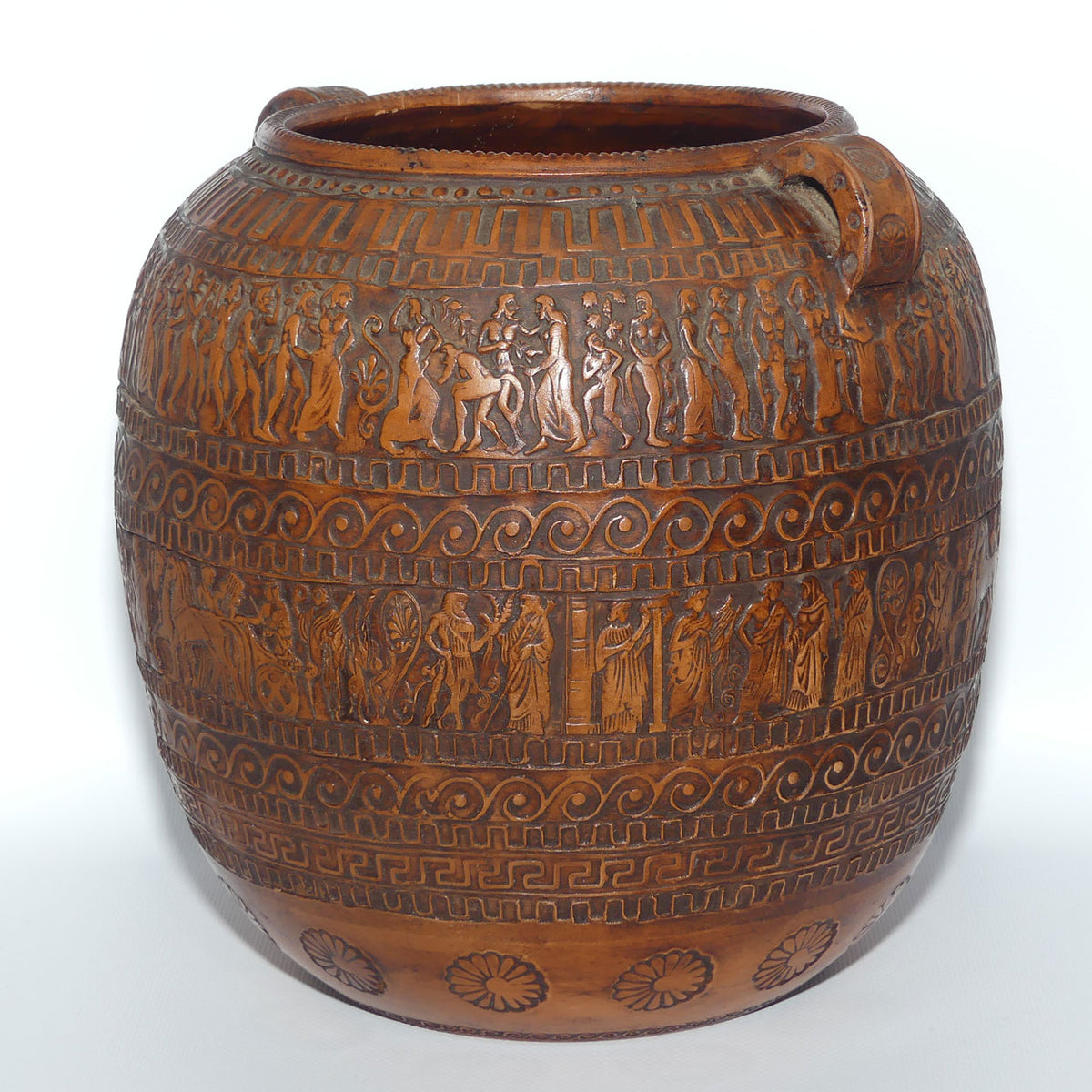 Superb Greek replica Amphora twin handled Pot | Embossed Decoration