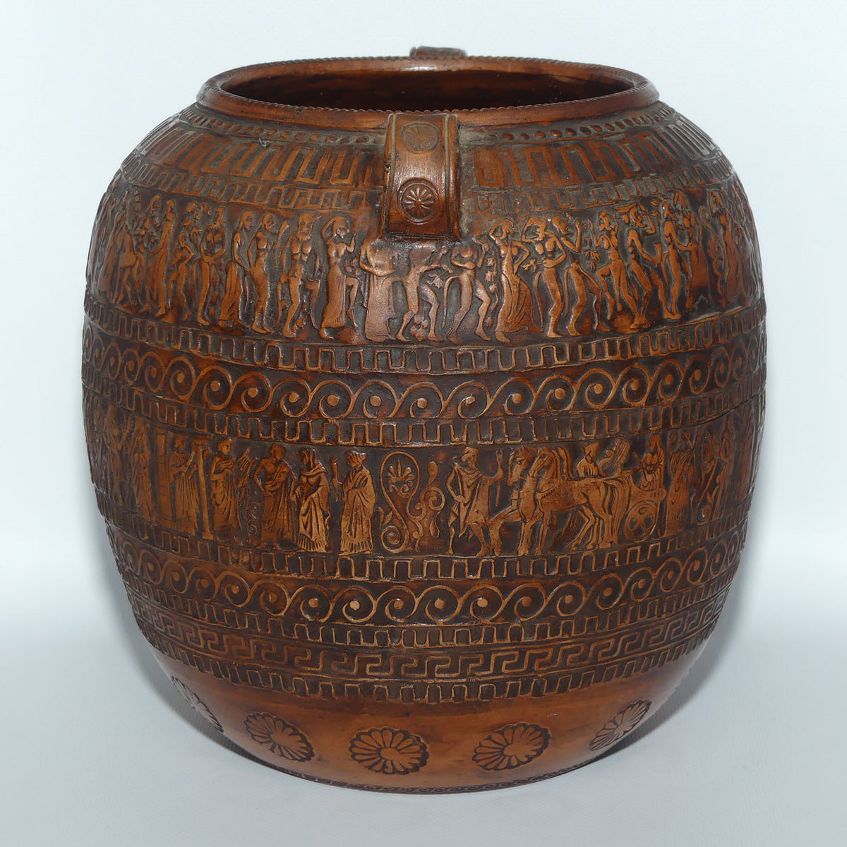 Superb Greek replica Amphora twin handled Pot | Embossed Decoration