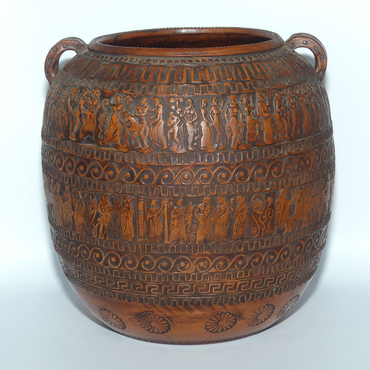 Superb Greek replica Amphora twin handled Pot | Embossed Decoration