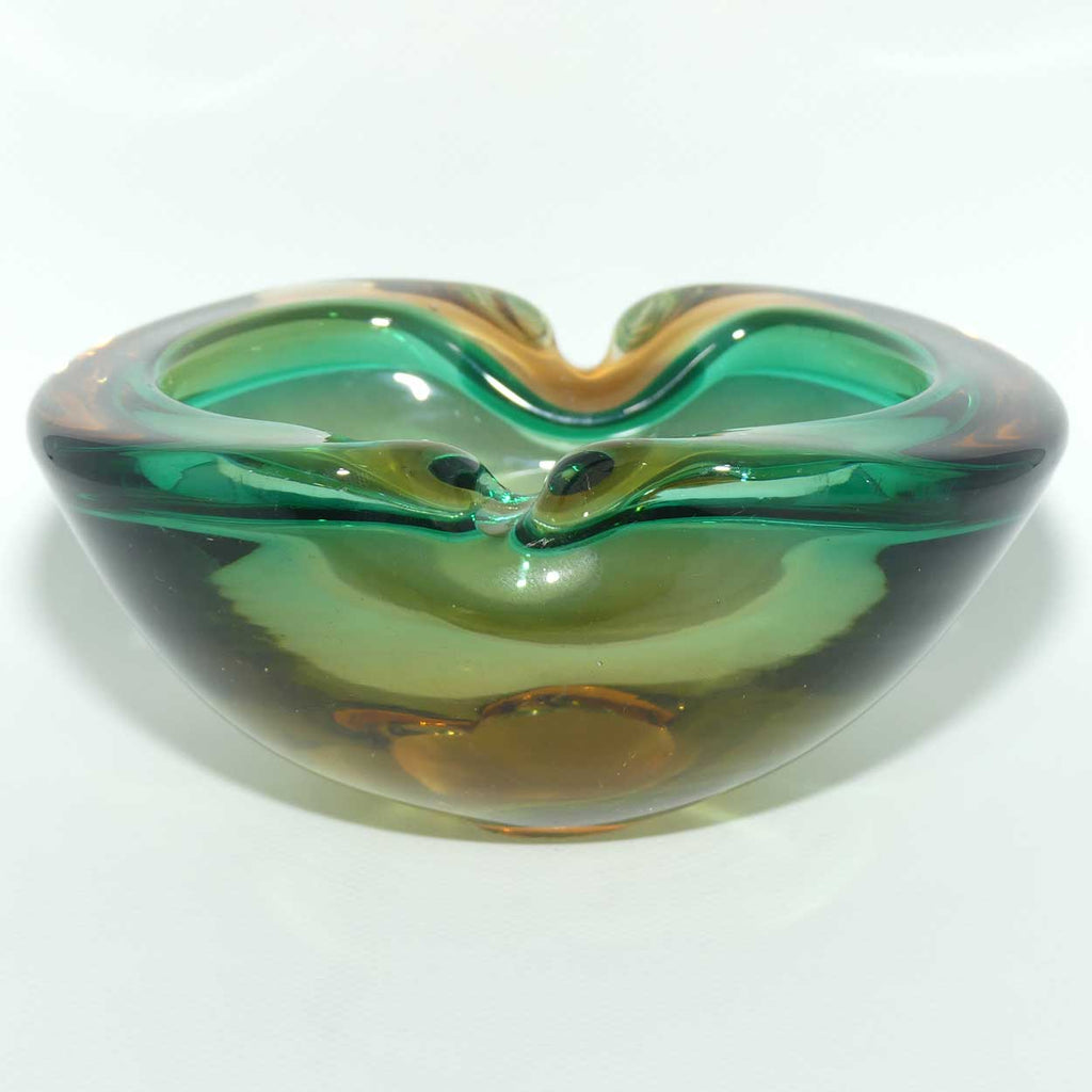 Murano Glass Geode Bowl  | Amber Green Clear