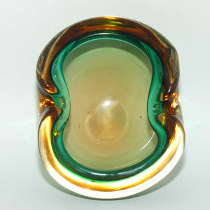 Murano Glass Geode Bowl  | Amber Green Clear