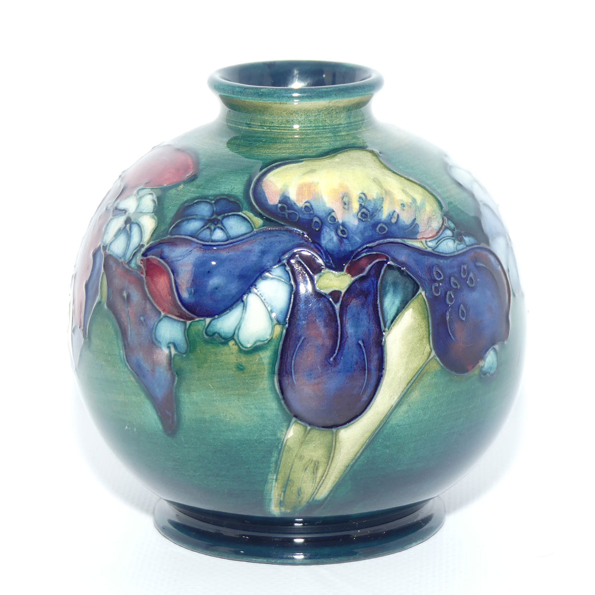 Walter Moorcroft Orchid on Light Green transition to Blue Ground vase | Shape 41/4