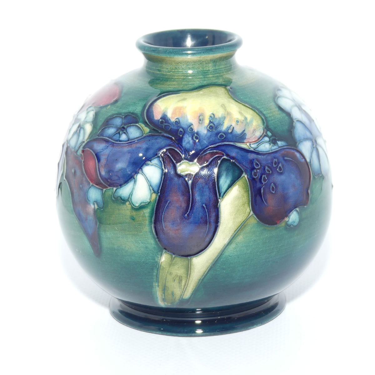 Walter Moorcroft Orchid on Light Green transition to Blue Ground vase | Shape 41/4