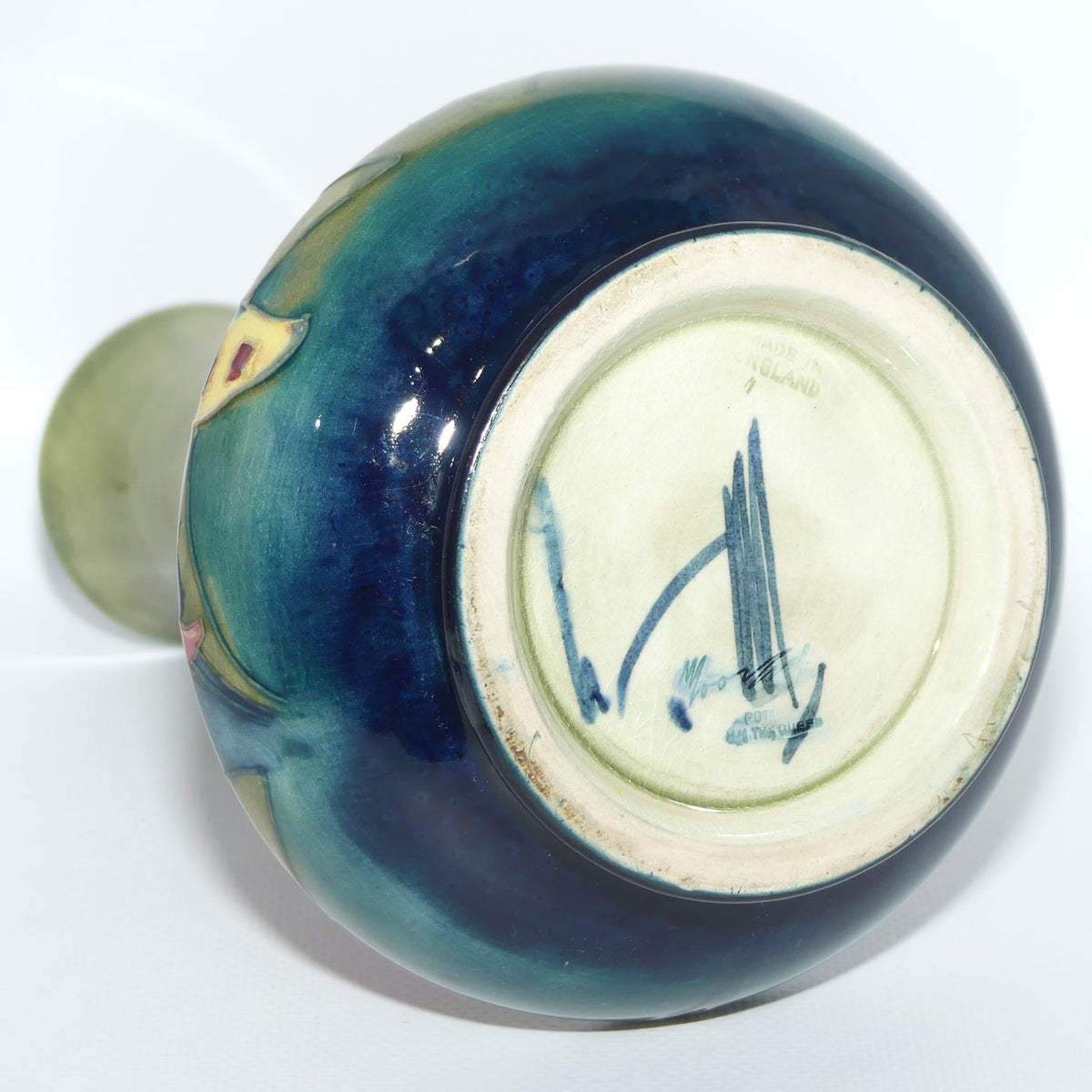 Walter Moorcroft Orchid on Light Green transition to Blue Ground vase | Shape 62/8