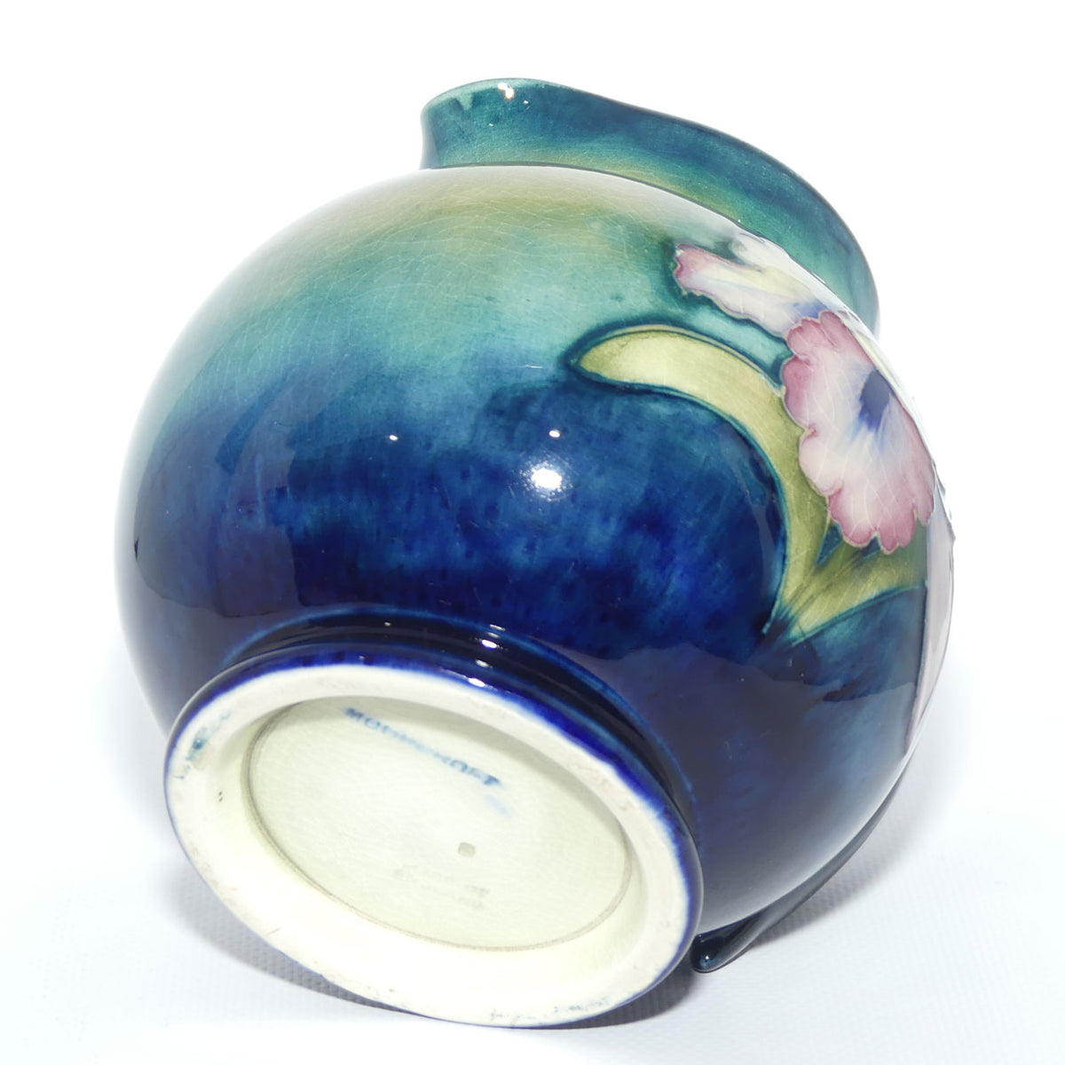 Walter Moorcroft Orchid on Light Green transition to Blue Ground jug