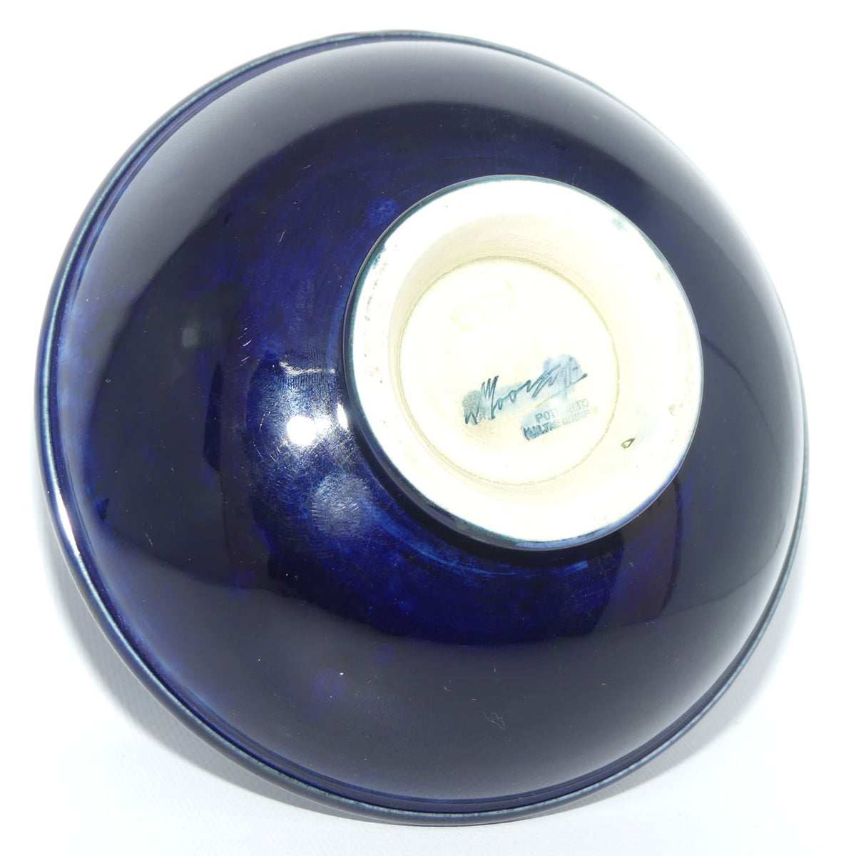 Walter Moorcroft Orchid on Light Green transition to Blue Ground powder bowl