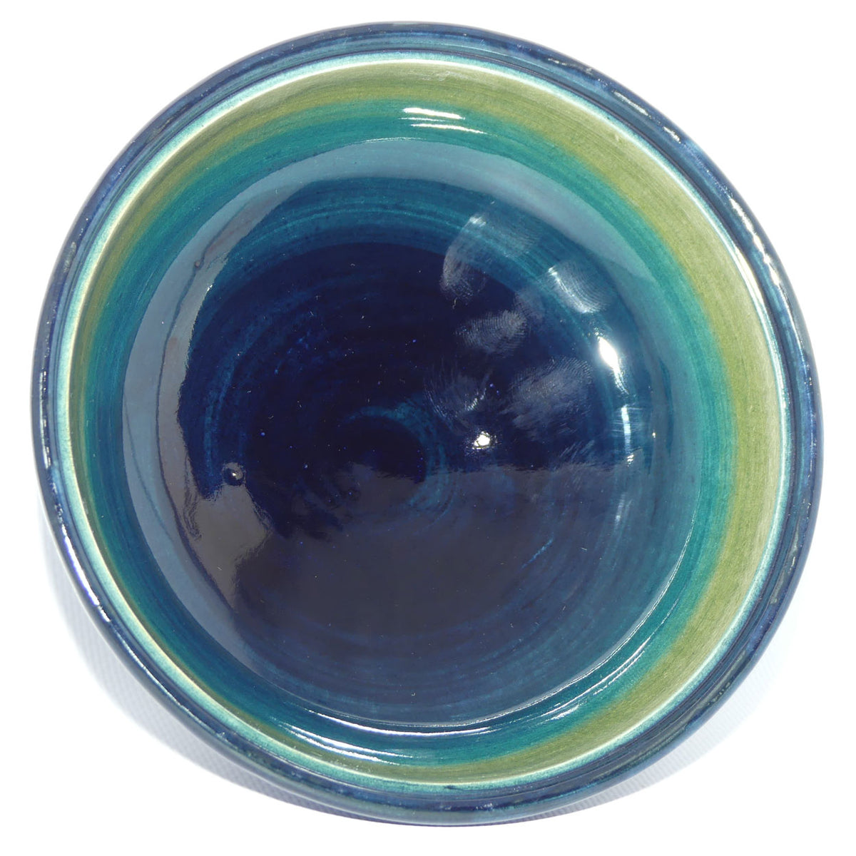 Walter Moorcroft Orchid on Light Green transition to Blue Ground powder bowl