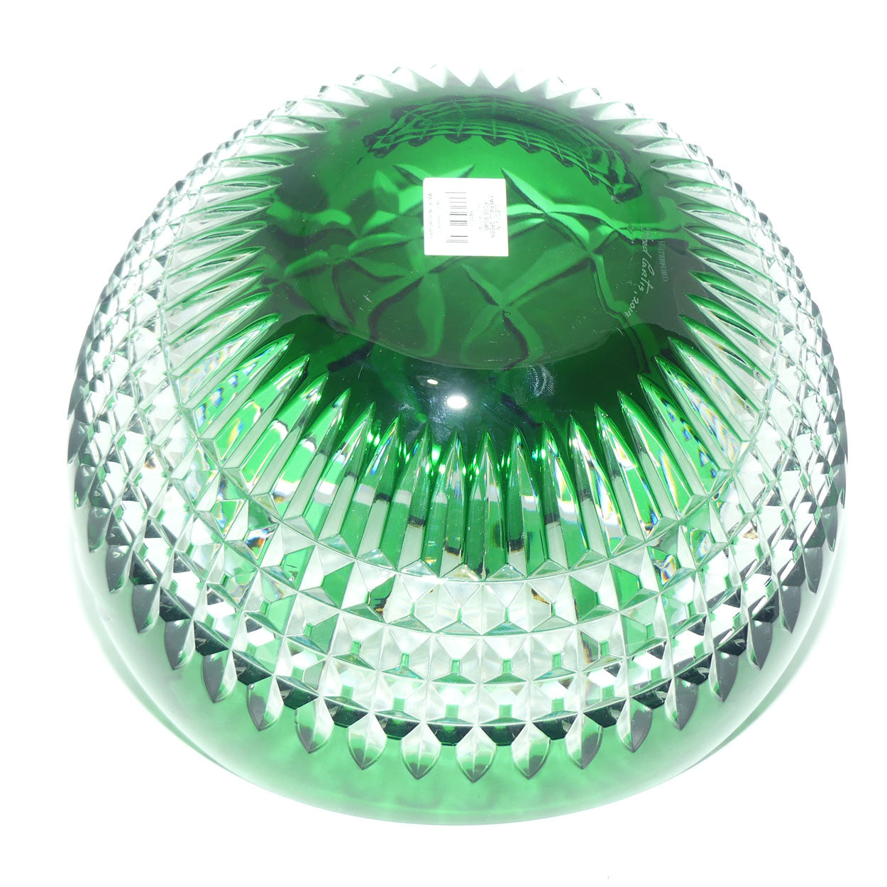 Waterford Crystal Cleo Emerald Green 12 inch rose bowl | Emerald Green cut to Clear | Fred Curtis