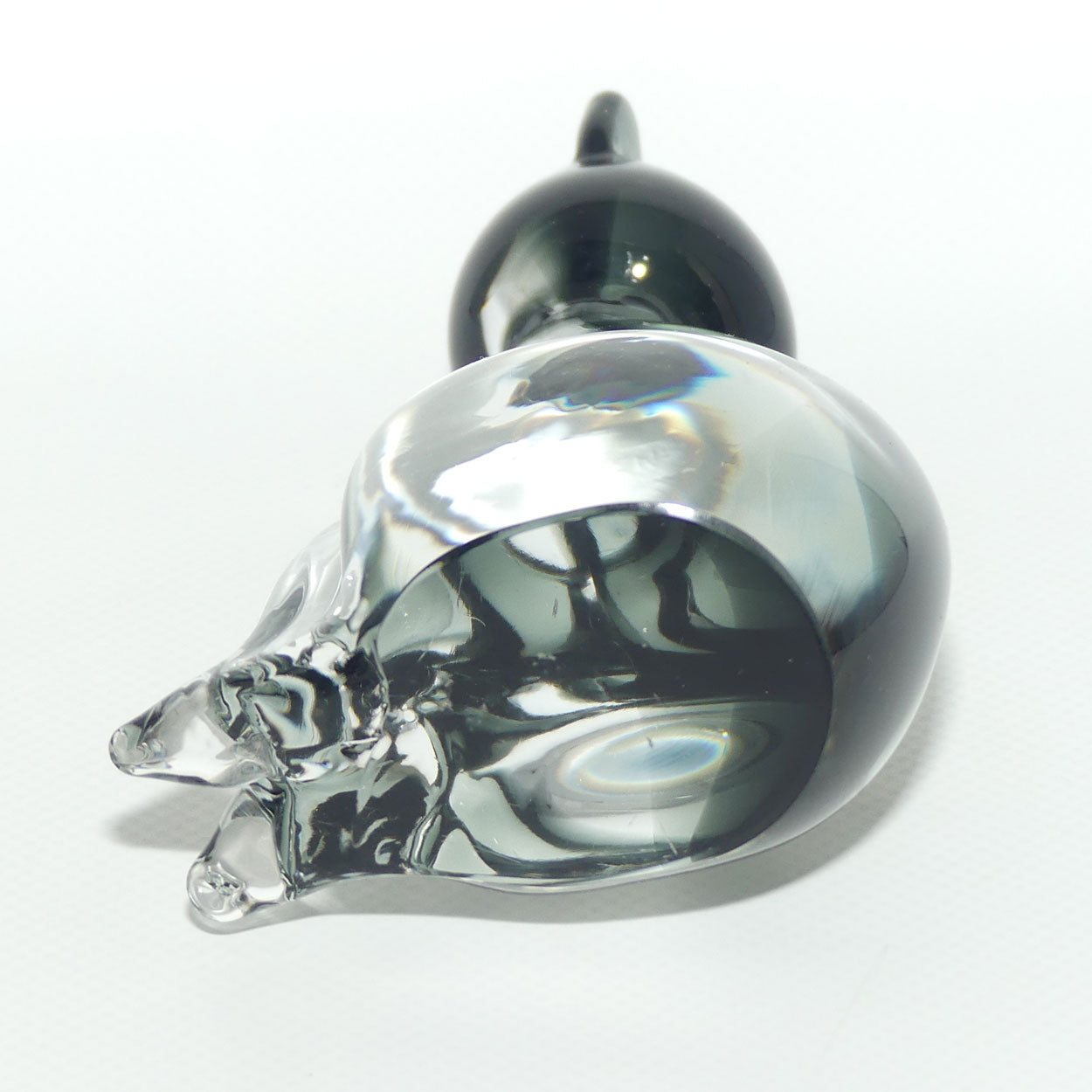 Murano Glass Smoky Grey and Clear Cat figure