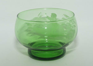 Mary Gregory on Green Glass pair of finger bowls | Boy and Girl matched pair