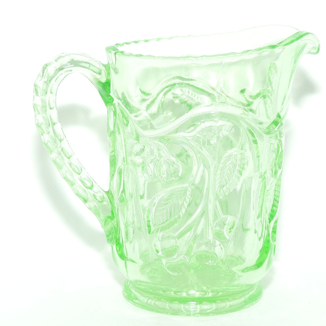 Crown Crystal Glass Fruit series milk jug | Uranium glass