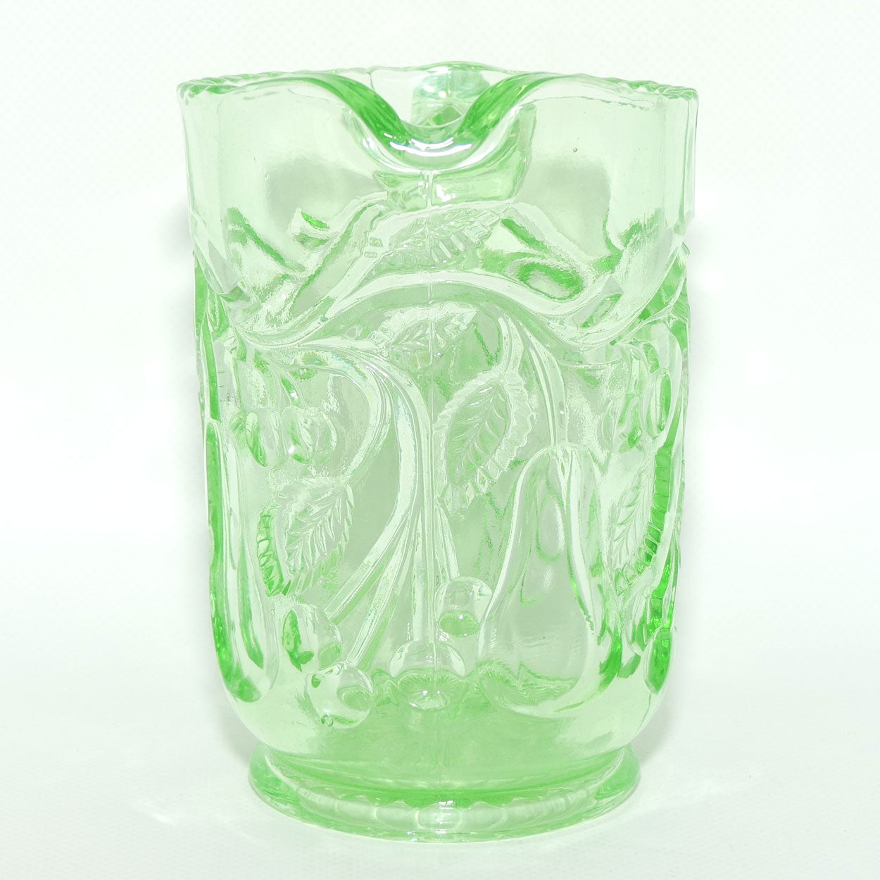 Crown Crystal Glass Fruit series milk jug | Uranium glass