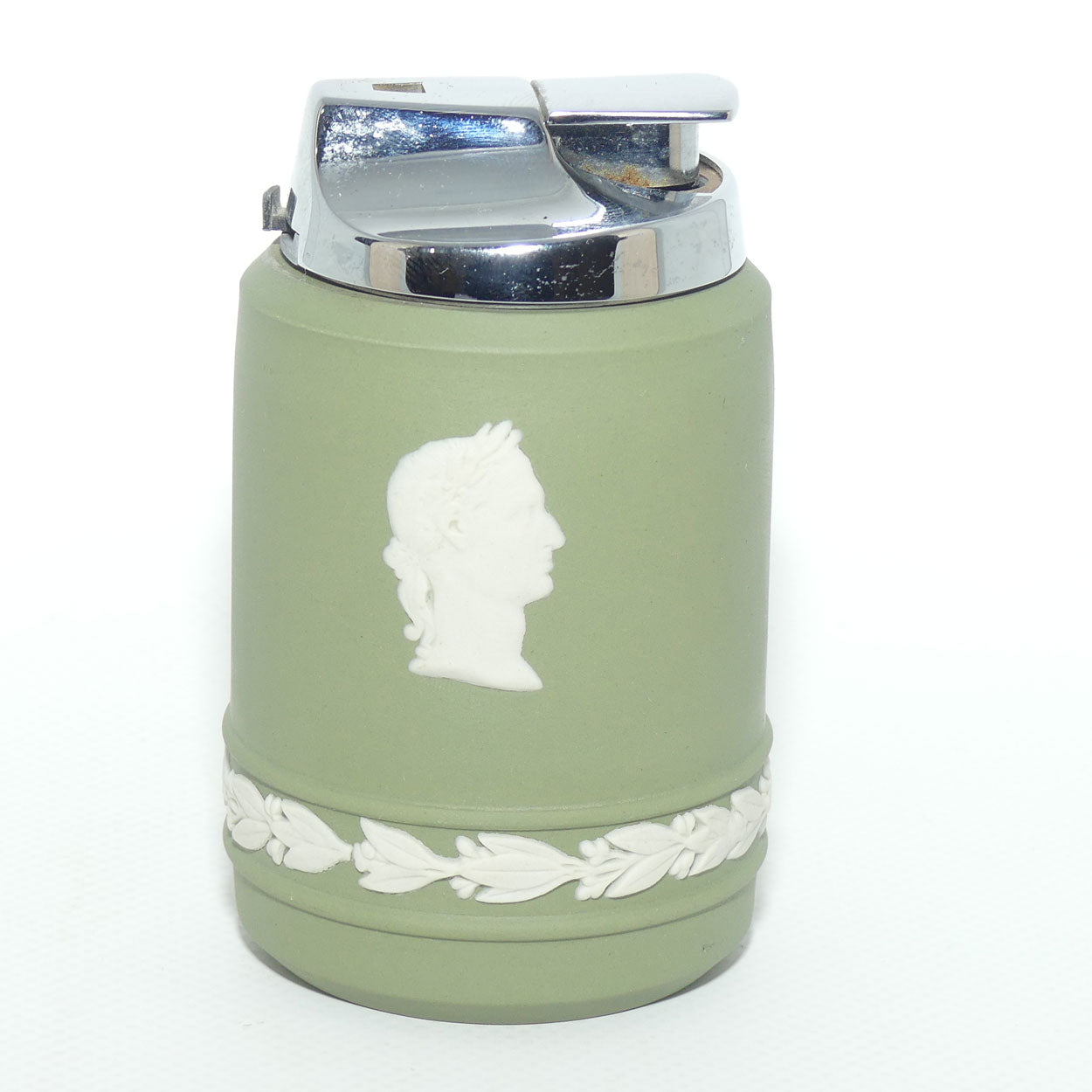 Wedgwood Jasper | White on Sage Green | Roman design table lighter | boxed