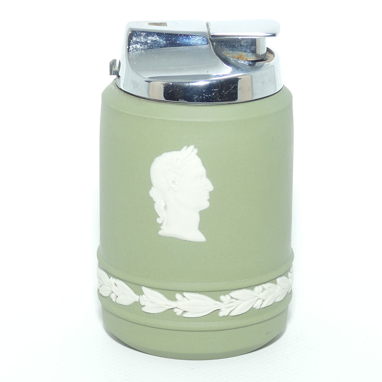 Wedgwood Jasper | White on Sage Green | Roman design table lighter | boxed