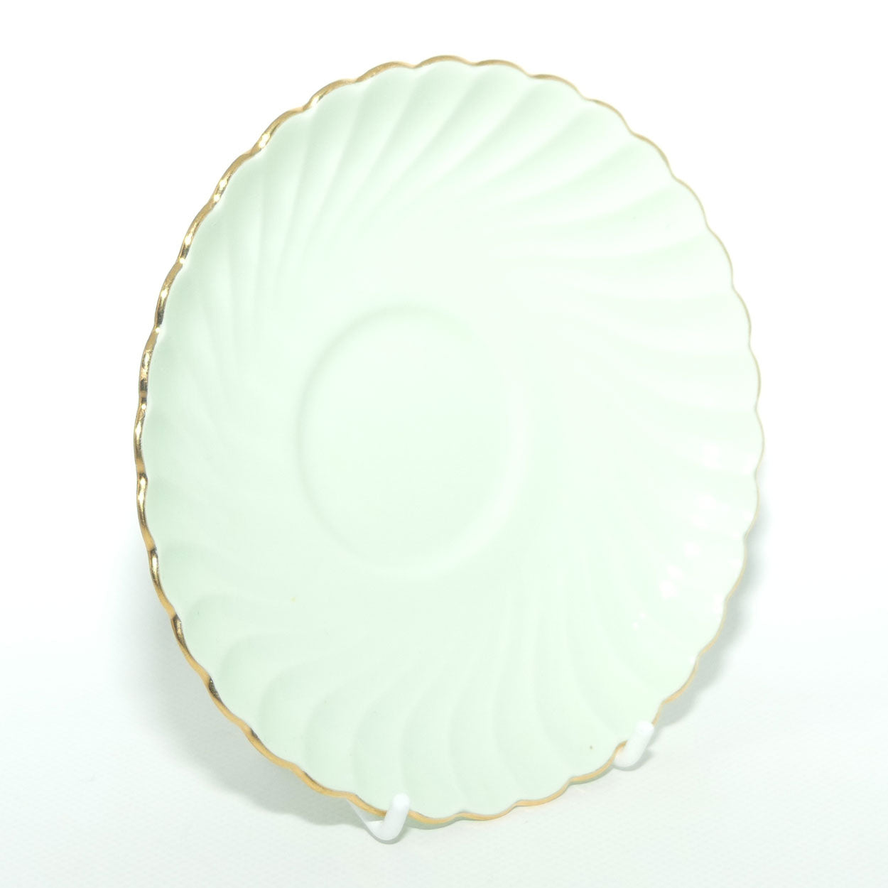 Minton Bone China Sage Green tea trio with Gilt Trim | Swirl design