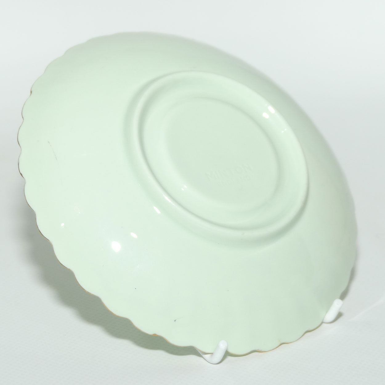 Minton Bone China Sage Green tea trio with Gilt Trim | Swirl design