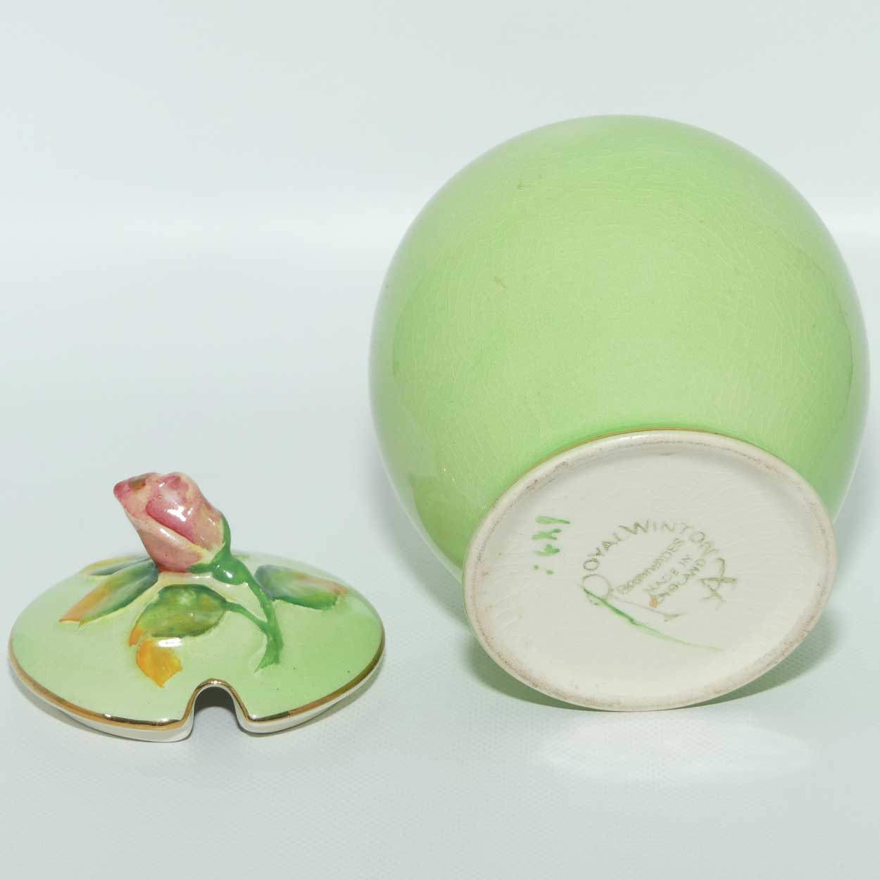 Royal Winton Rosebud on Green honey pot