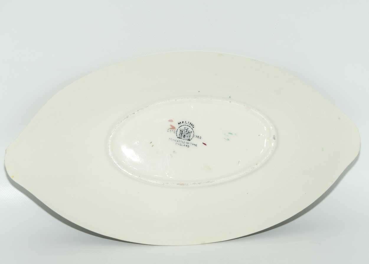 Maling Embossed Lustre Floral oval bowl | Rouge and Green