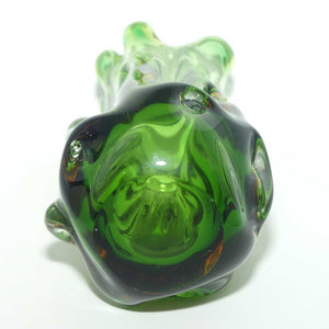 Murano Glass Green with Amber Tints swirl vase