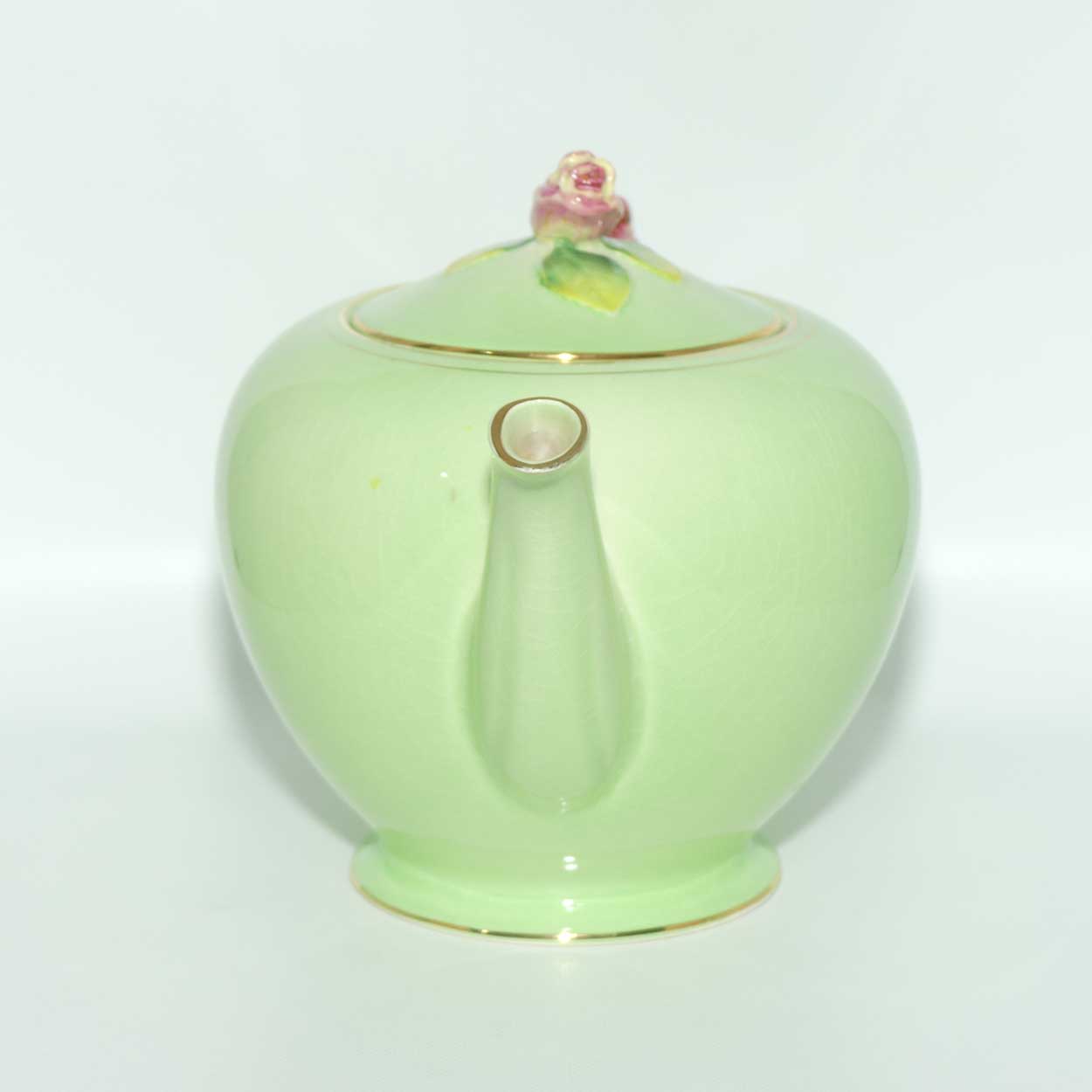 Royal Winton Rosebud teapot | Full size | Green Body