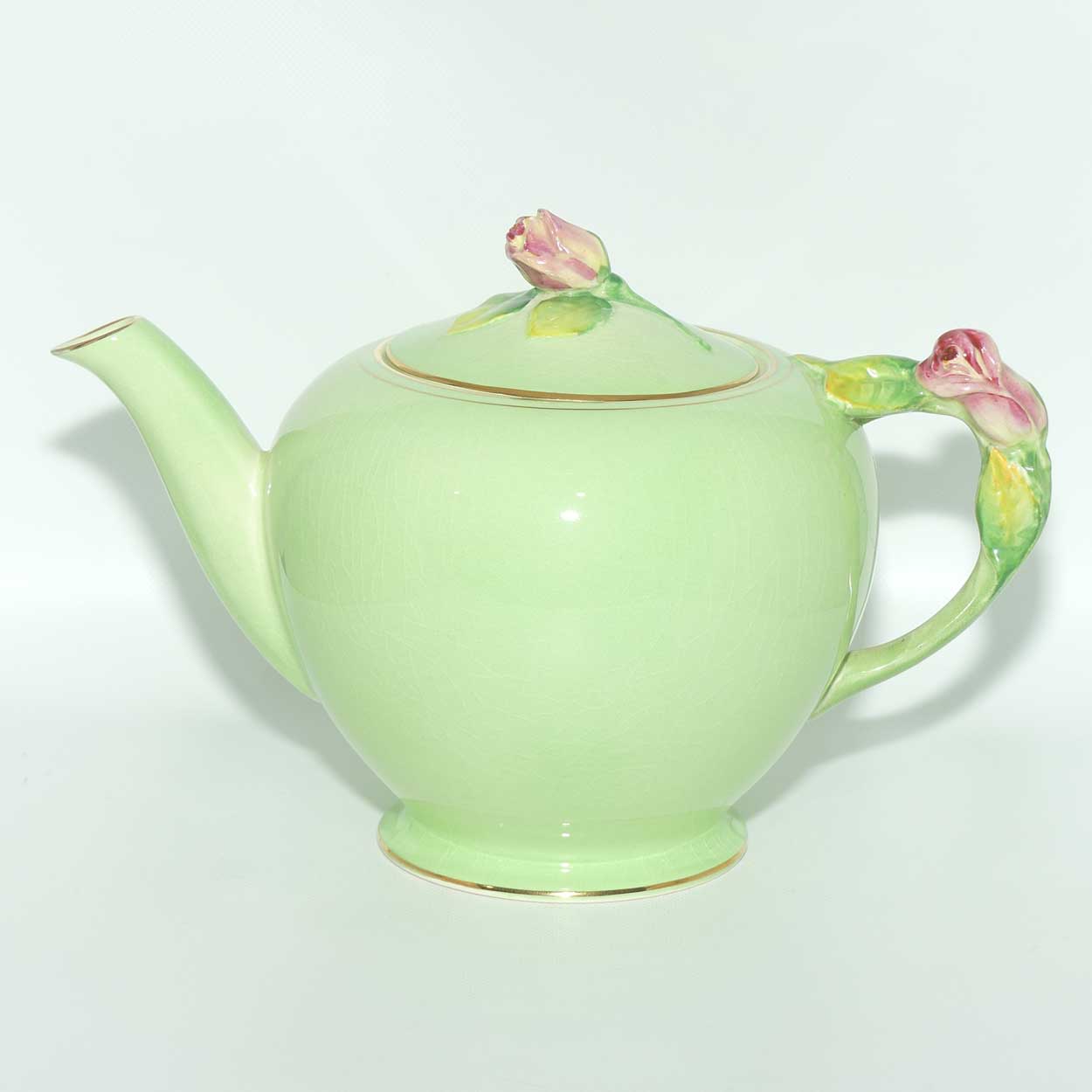 Royal Winton Rosebud teapot | Full size | Green Body