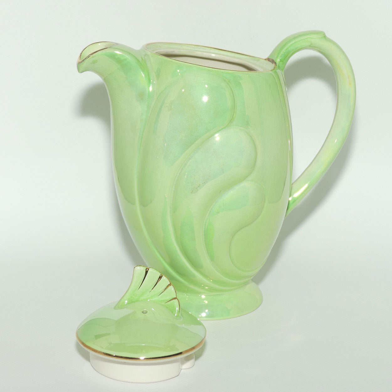 Maling Green Lustre glaze Shell design coffee pot