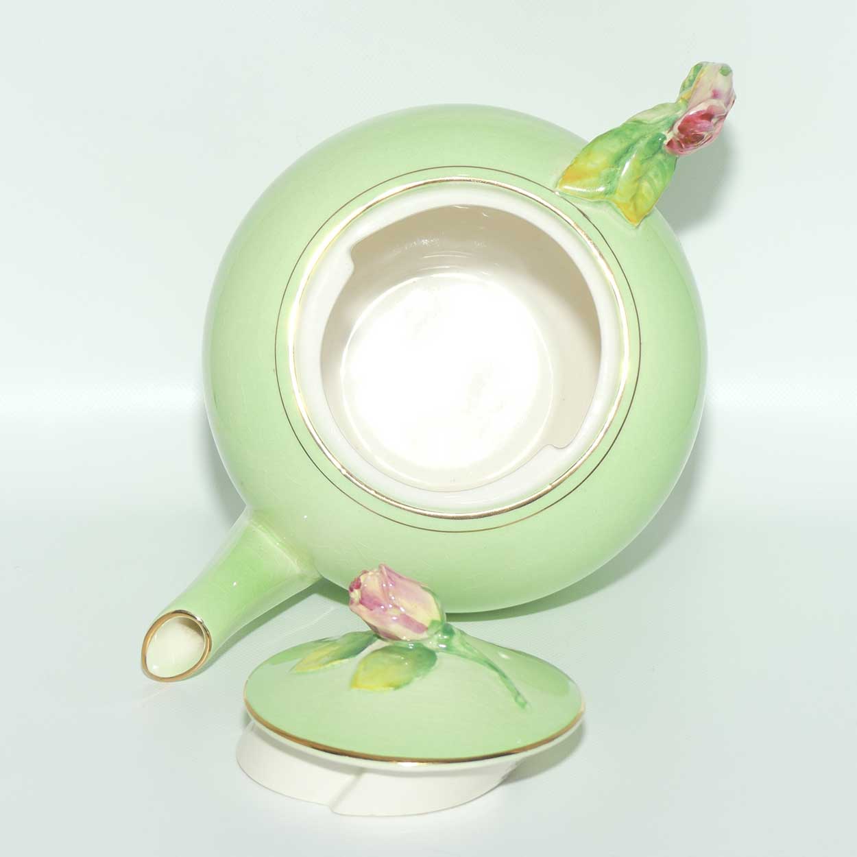 Royal Winton Rosebud teapot | Full size | Green Body