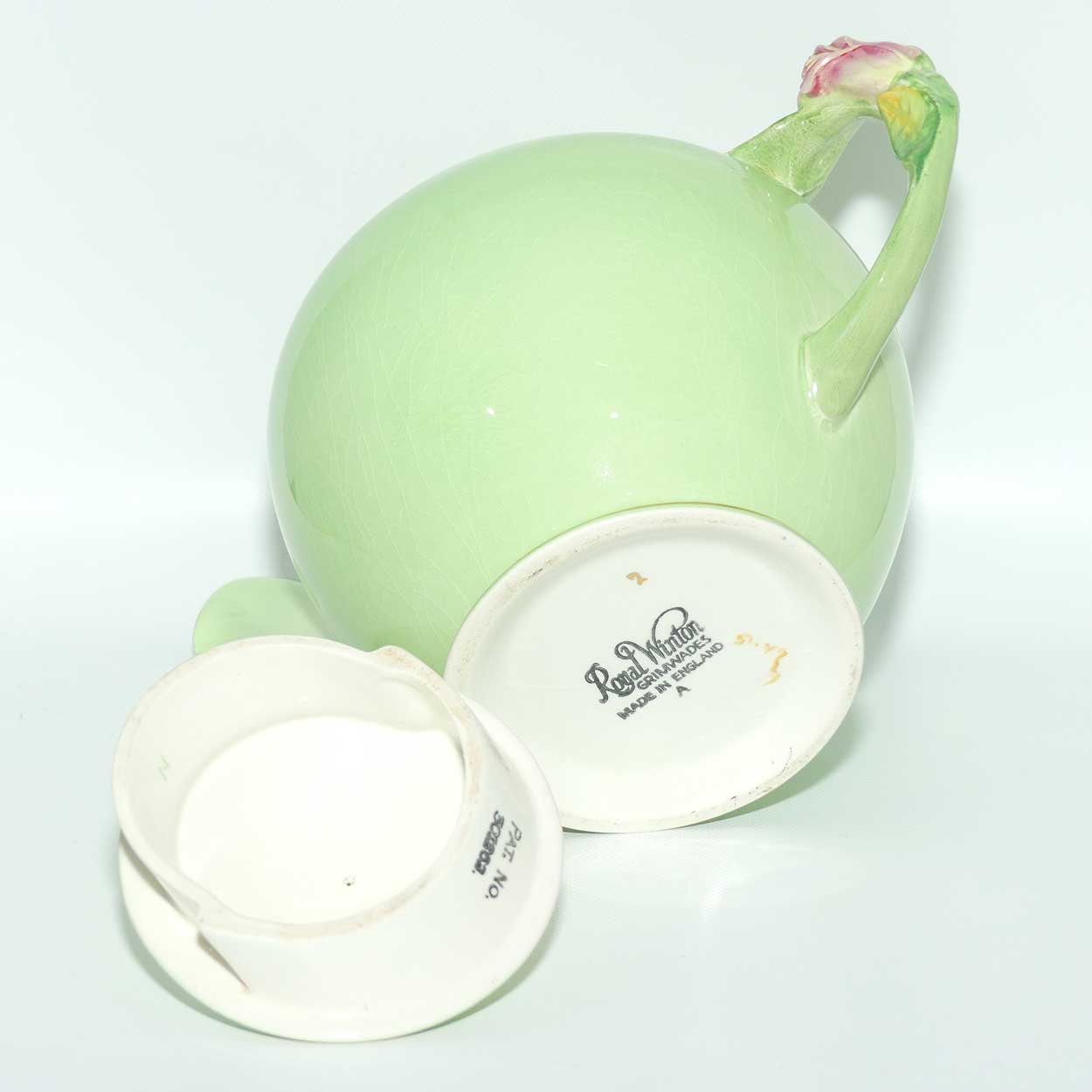 Royal Winton Rosebud teapot | Full size | Green Body