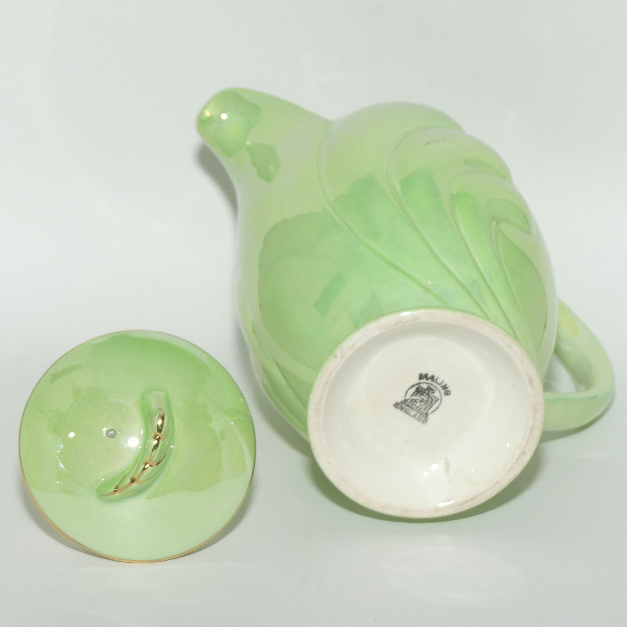 Maling Green Lustre glaze Shell design coffee pot