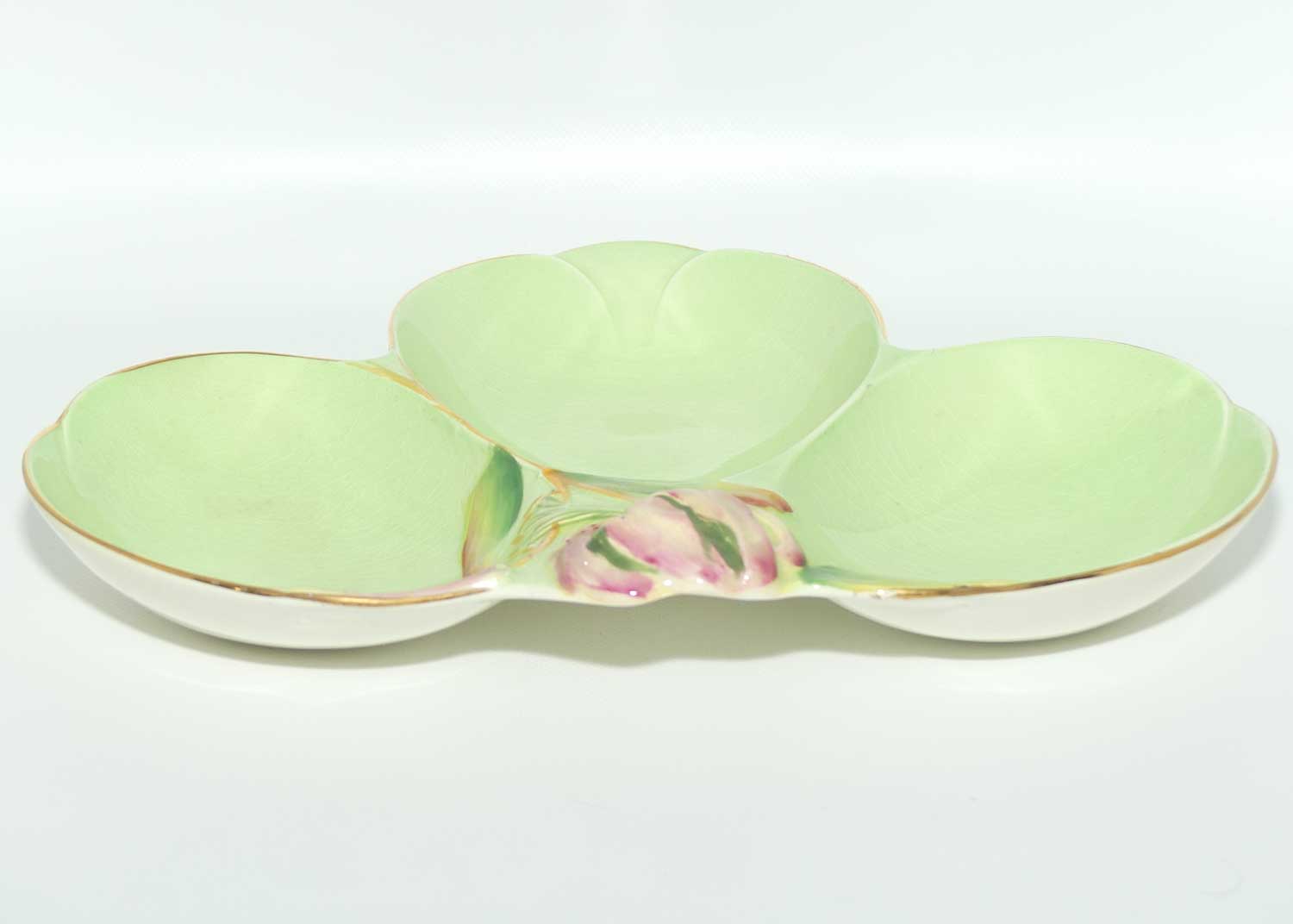 Royal Winton Tiger Lily three section tray | Green body