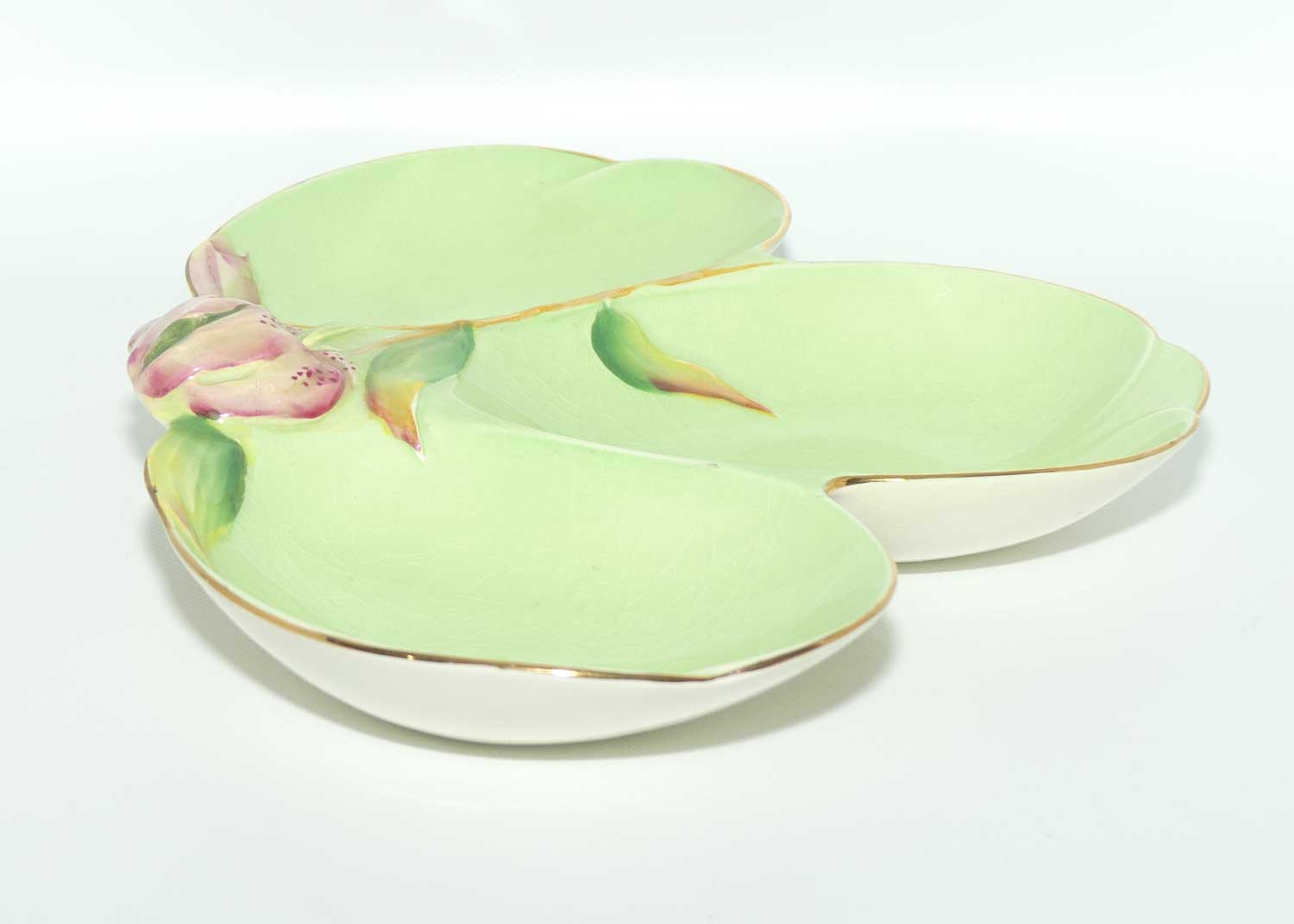 Royal Winton Tiger Lily three section tray | Green body