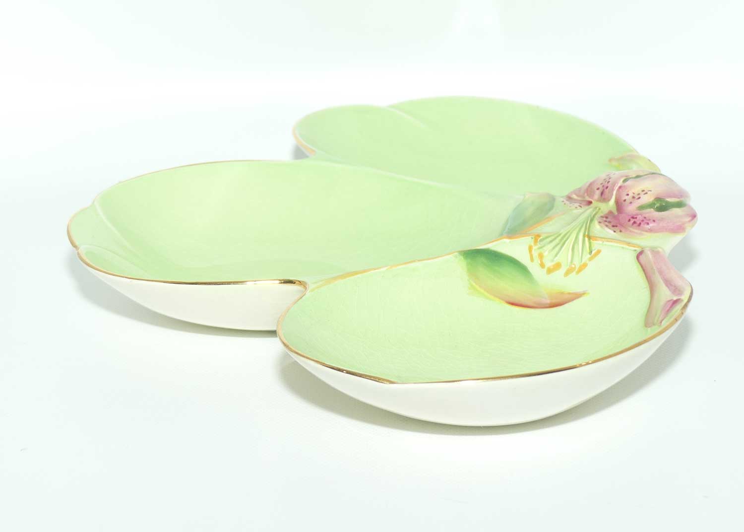Royal Winton Tiger Lily three section tray | Green body