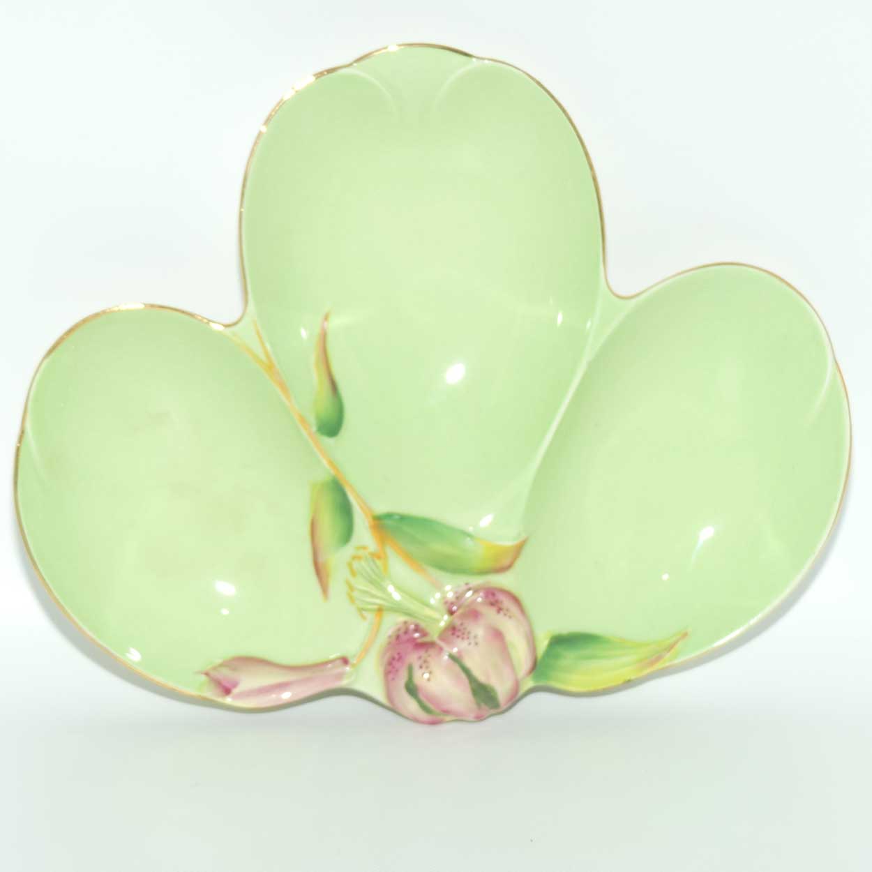 Royal Winton Tiger Lily three section tray | Green body