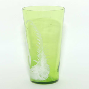 Mary Gregory on Green glass tumbler | Boy with Flower