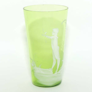 Mary Gregory on Green glass tumbler | Boy with Flower