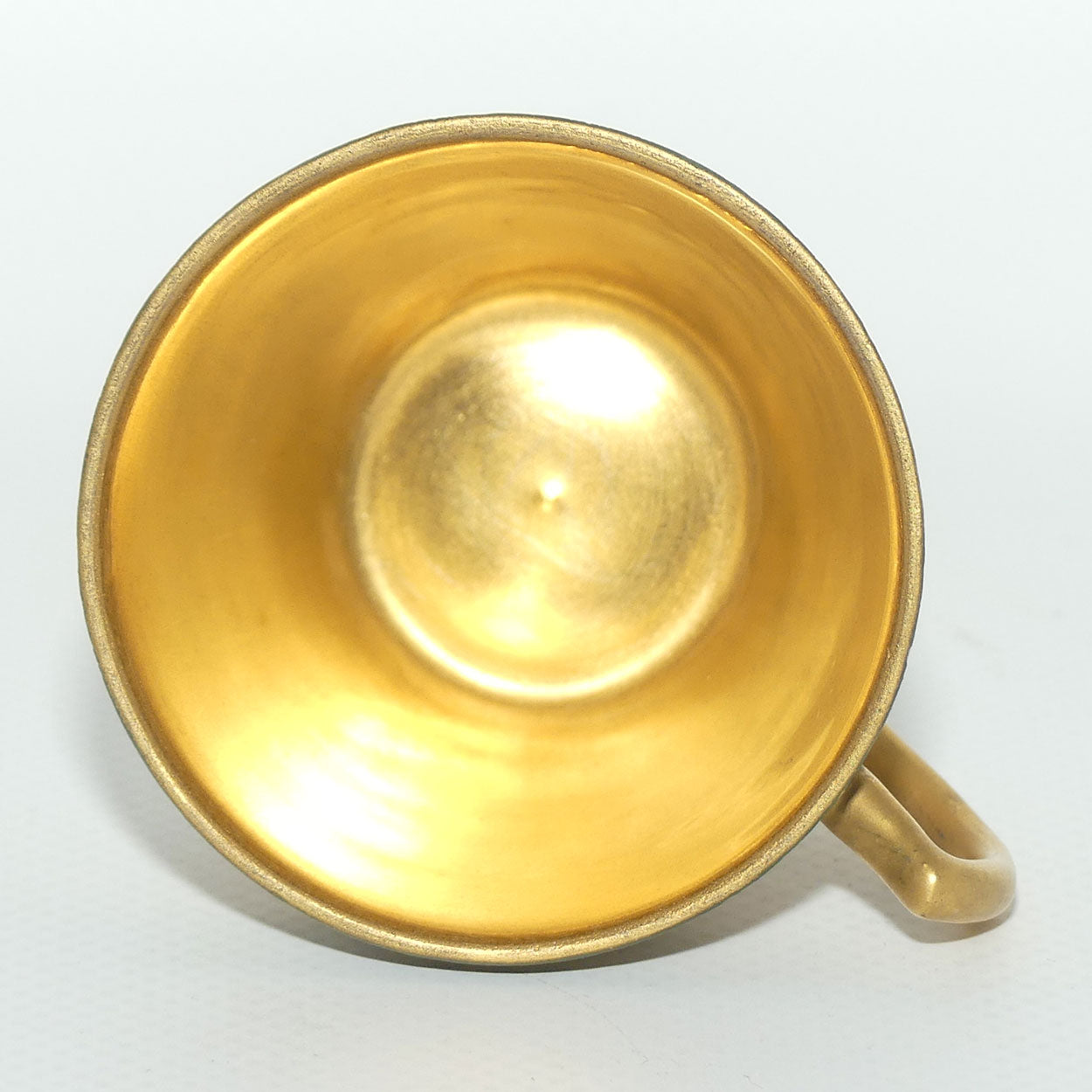 Fine demi tasse duo | Green trim with Gilt Overlay and Gilt Interior